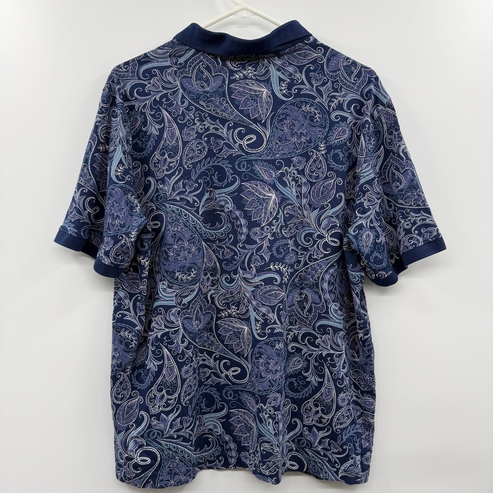 Robert Graham Mens XL Classic Fit Polo Shirt Blue Purple Paisley Print All Over - Picture 5 of 7